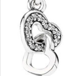 Authentic Pandora Interlocking Hearts Dangle Charm